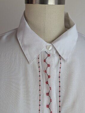 Women's White Button Down Shirt by Pendleton with Embroidery Detail